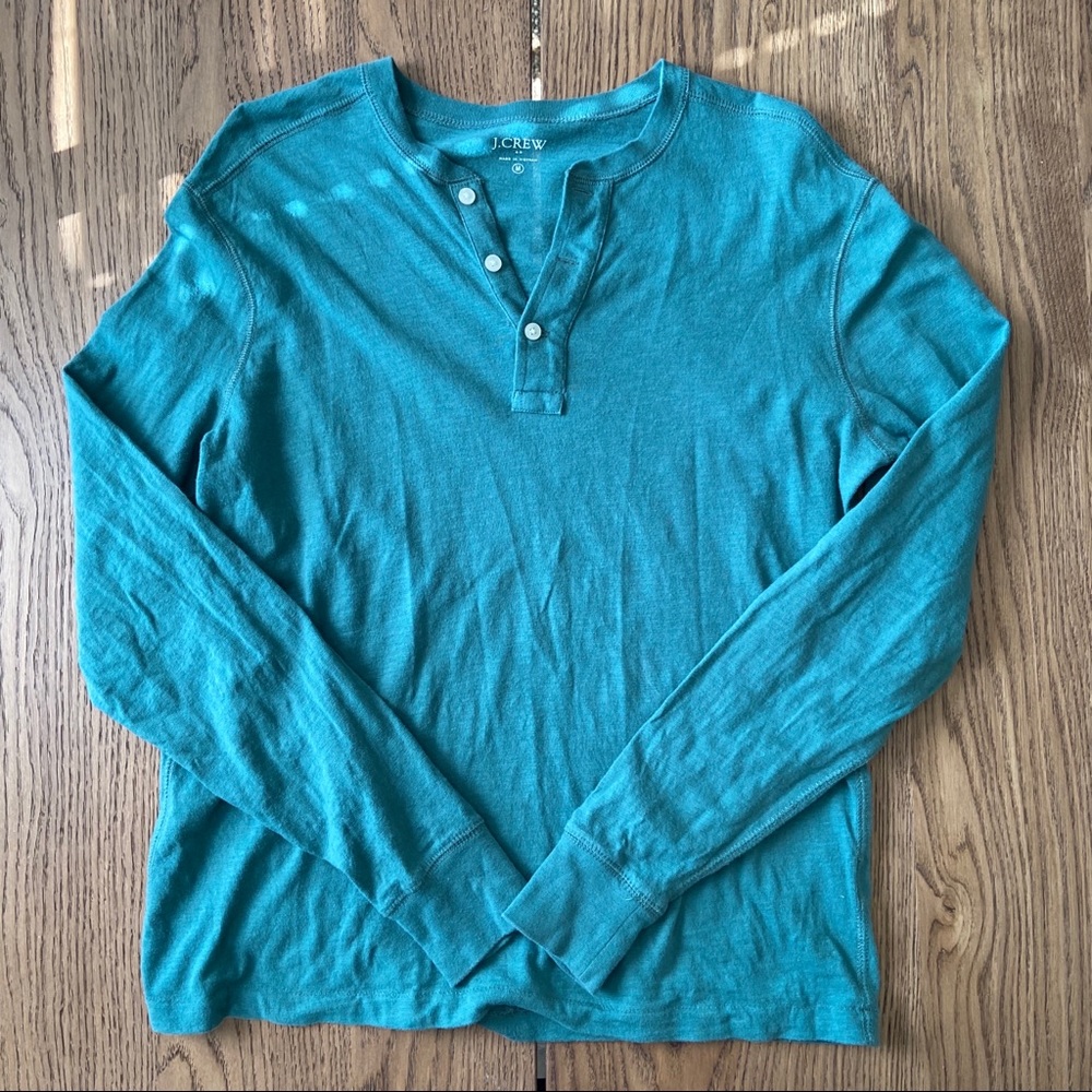 J. Crew Teal Henley Size Medium